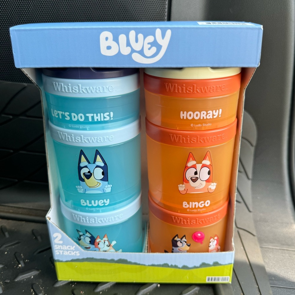 Whiskware snack containers Bluey 2 pack BPA and Phthalate-free Dishwasher Safe